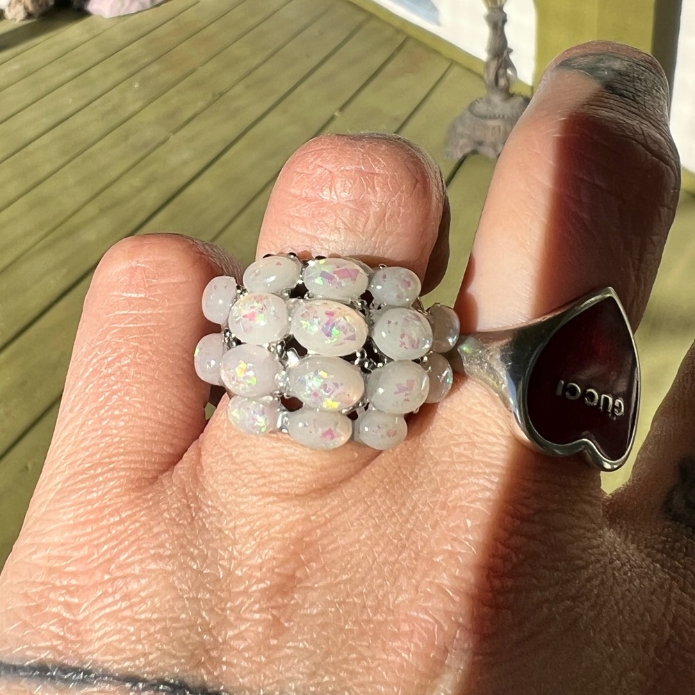 NEW silver plated fire opal statement ring - Picture 12 of 13